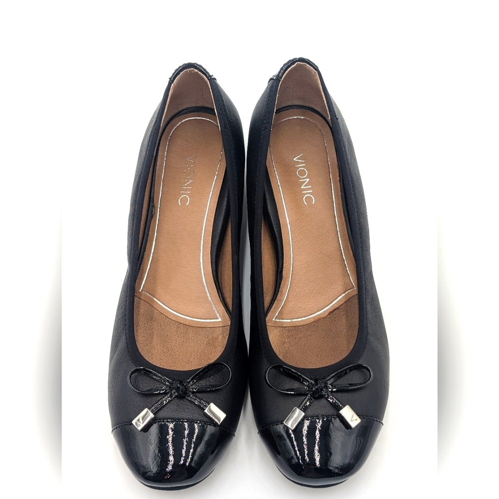 Vionic Daphne Ballet Leather And Patient Flats Sz US 7.5  Embellished Silver Bow - Picture 7 of 17